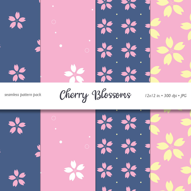 Cherry Blossoms Digital Paper Pack - Seamless Patterns