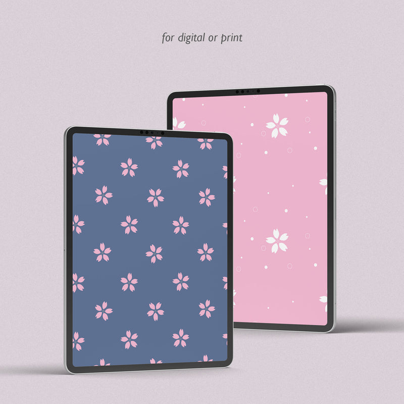 Cherry Blossoms Digital Paper Pack - Seamless Patterns