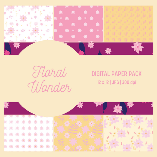 Floral Wonder Digital Paper Pack - Seamless Patterns