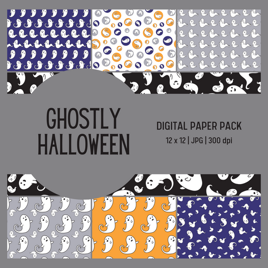 Ghostly Halloween Digital Paper Pack - Seamless Patterns