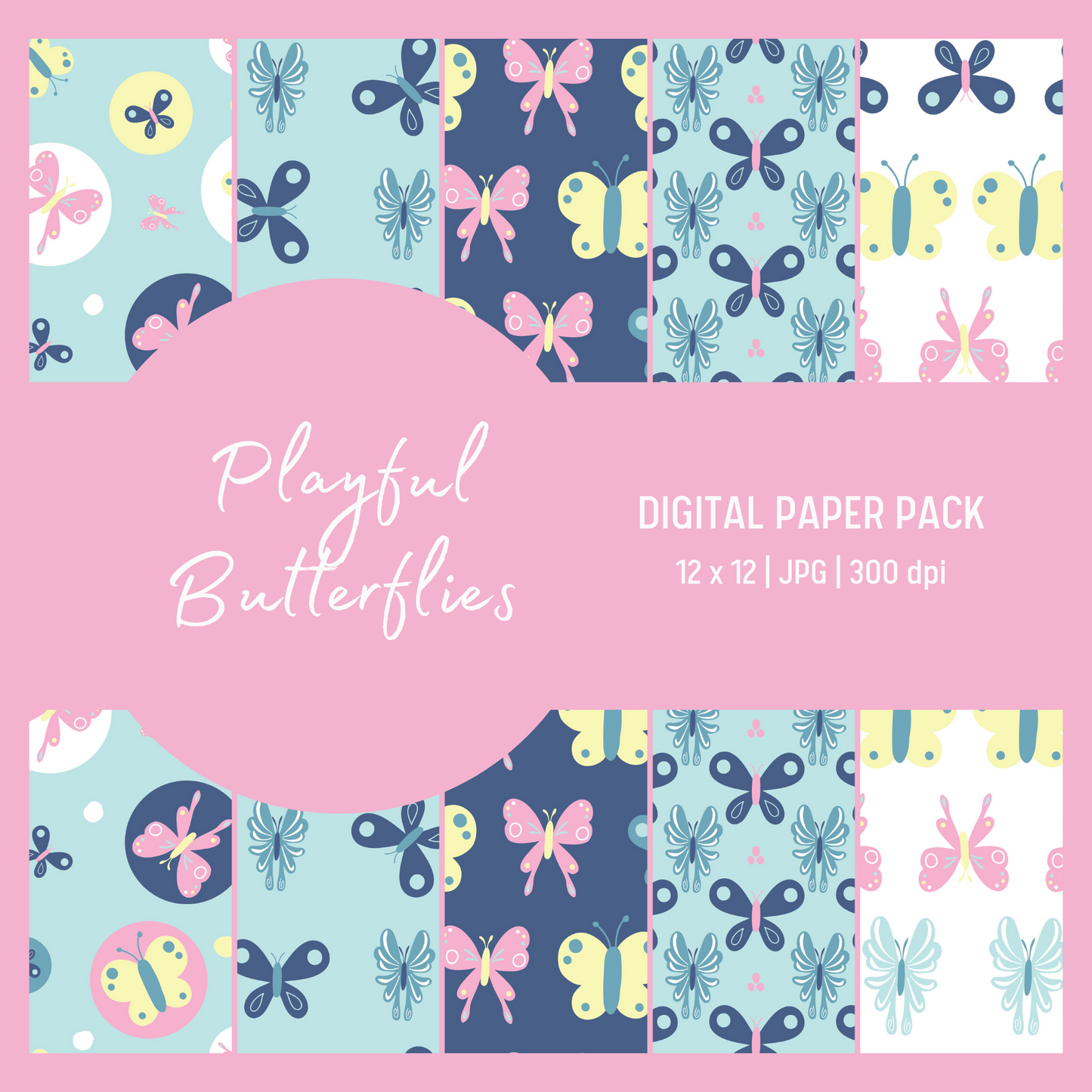 Playful Butterflies Digital Paper Pack - Seamless Patterns