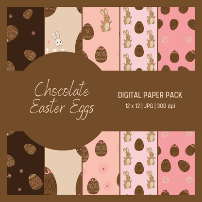 Chocolate Easter Eggs Digital Paper Pack - Seamless Patterns