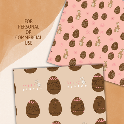 Chocolate Easter Eggs Digital Paper Pack - Seamless Patterns