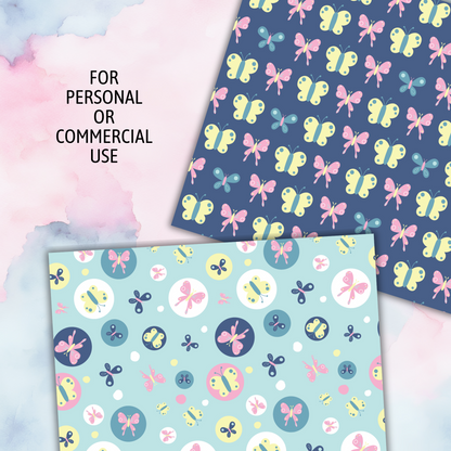 Playful Butterflies Digital Paper Pack - Seamless Patterns