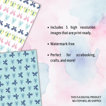 Playful Butterflies Digital Paper Pack - Seamless Patterns