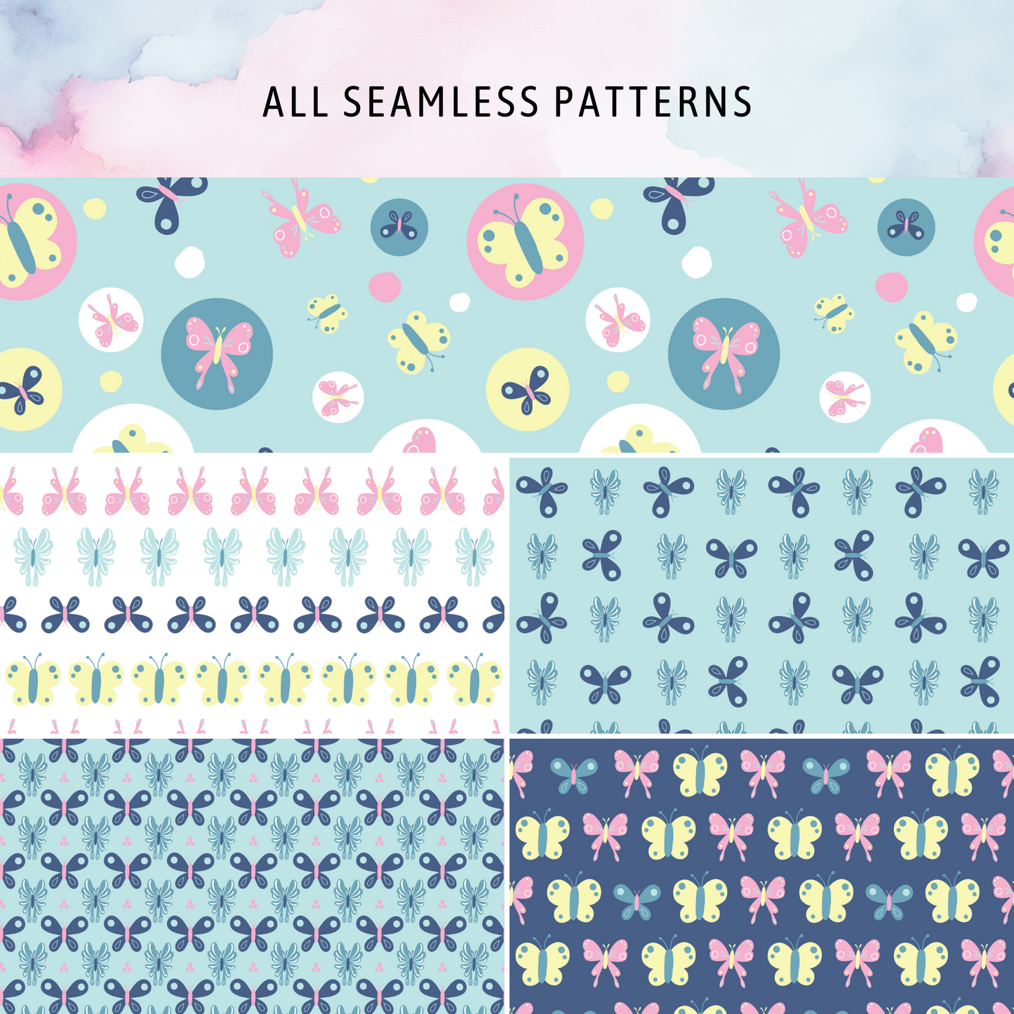 Playful Butterflies Digital Paper Pack - Seamless Patterns