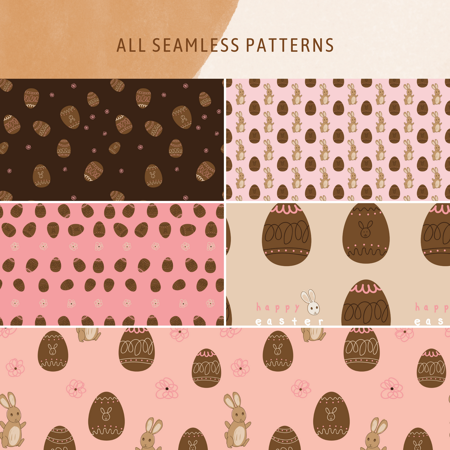 Chocolate Easter Eggs Digital Paper Pack - Seamless Patterns