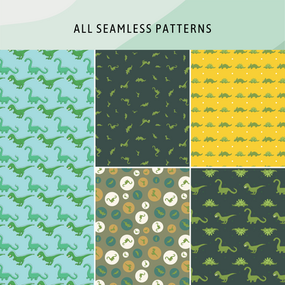 Cute Dinosaurs Digital Paper Pack - Seamless Patterns