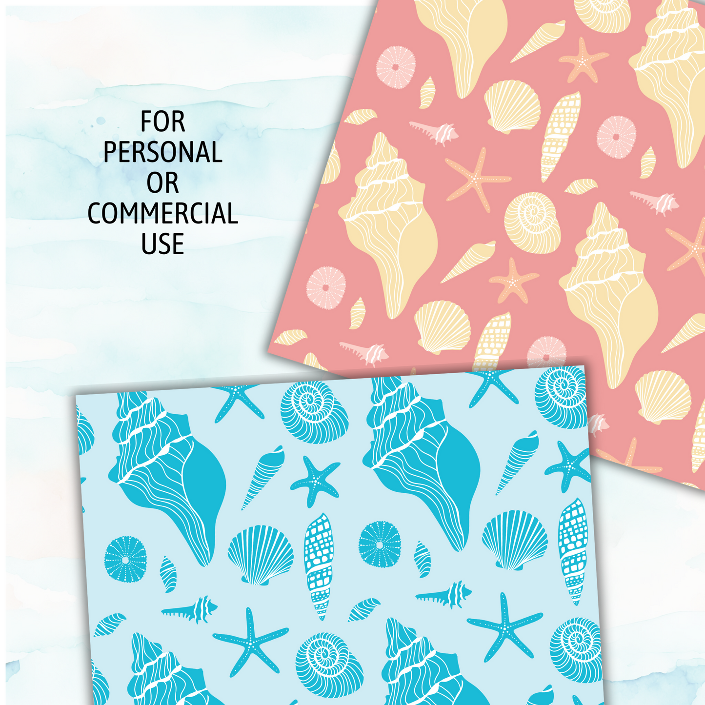 Summer Seashells Digital Paper Pack - Seamless Patterns