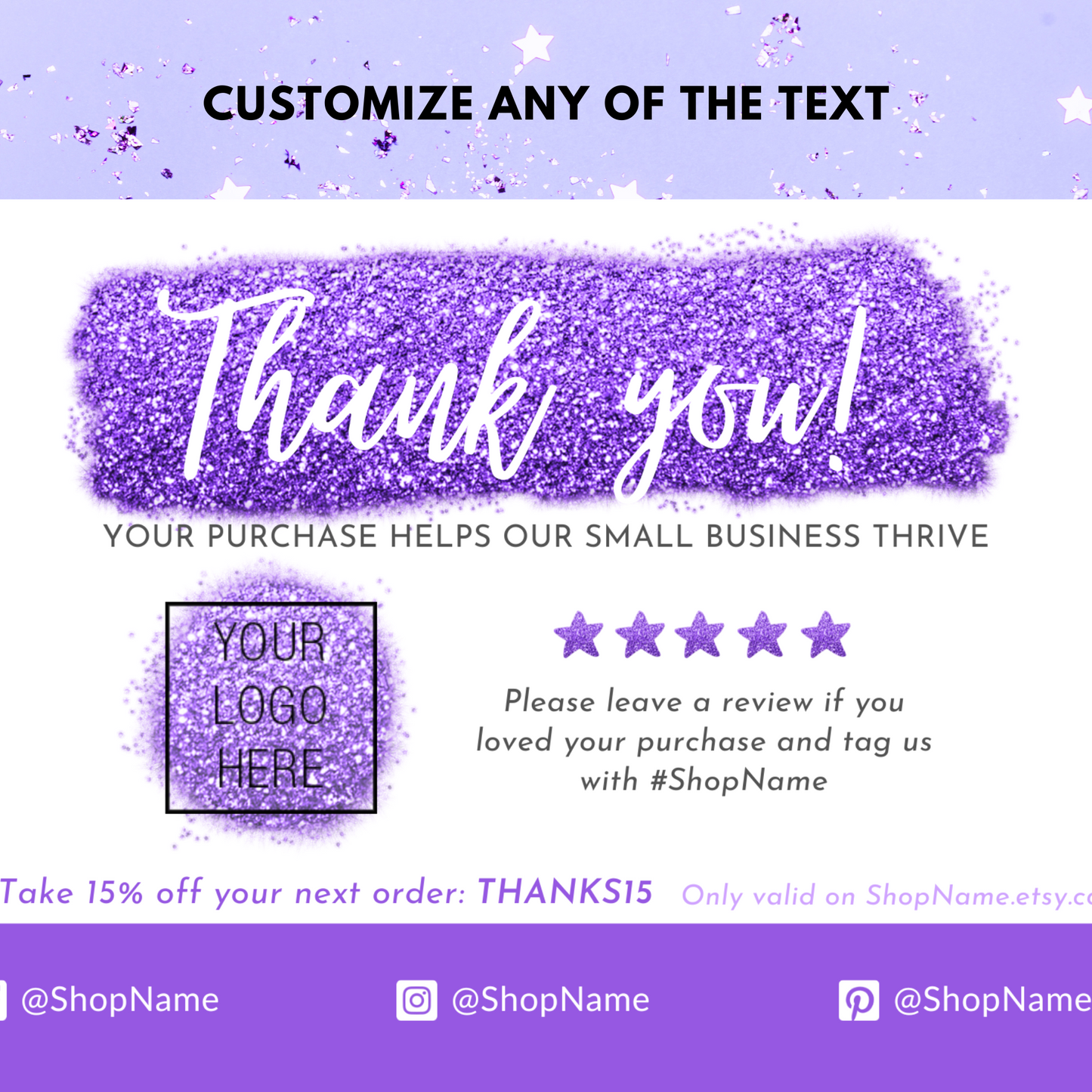 Thank You Card Template Bundle  – 7 Customizable Templates