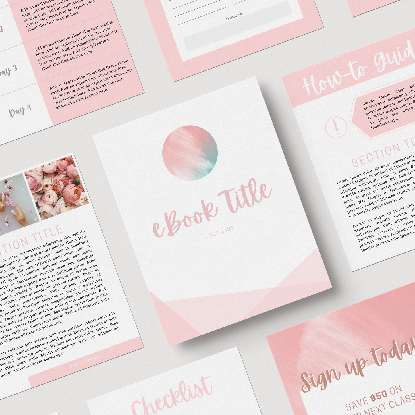 Blush Pink Canva eBook Template - Over 65 Pages Included