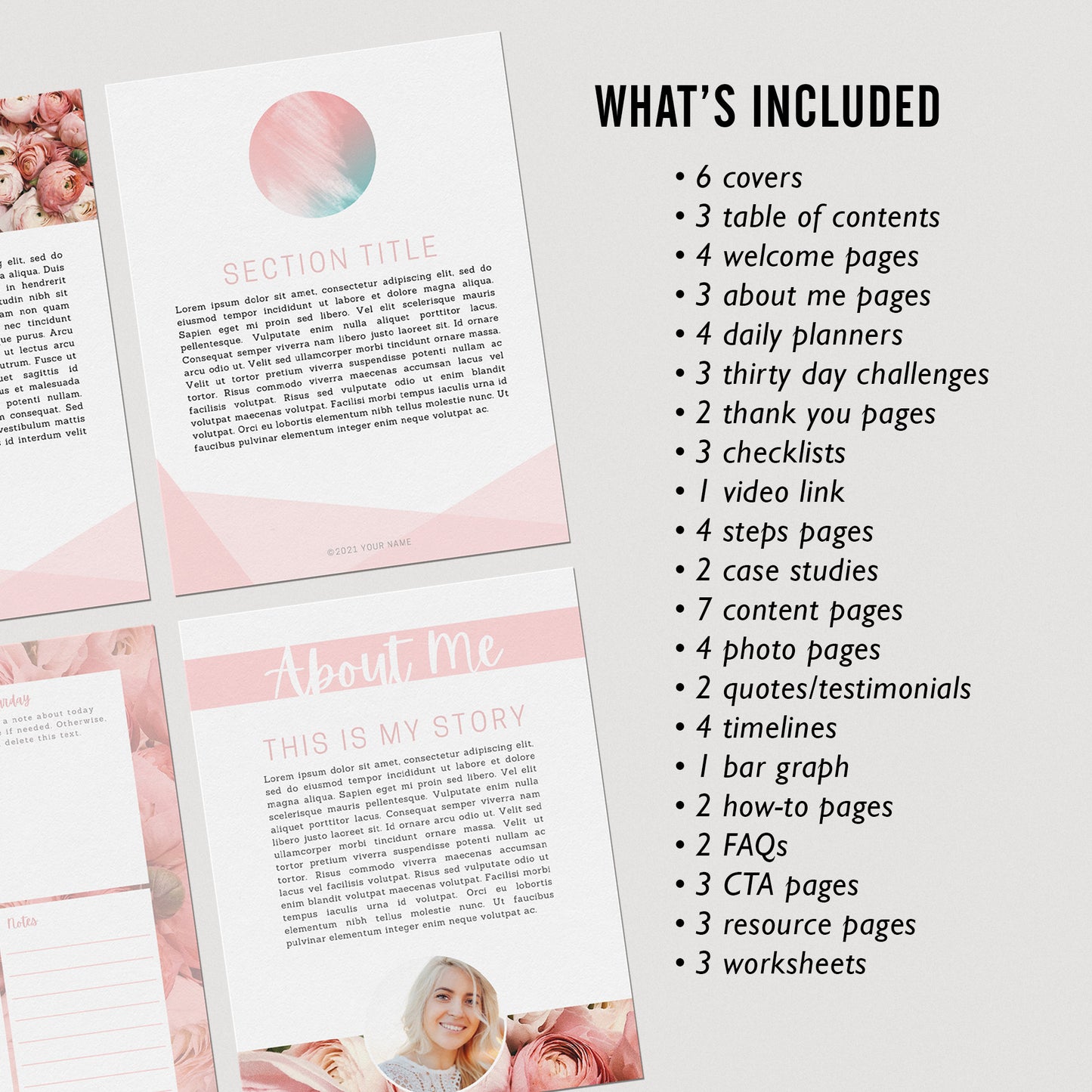 Blush Pink Canva eBook Template - Over 65 Pages Included