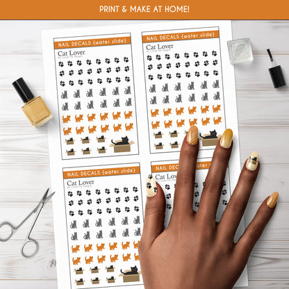 Cat Lover Printable Nail Decals