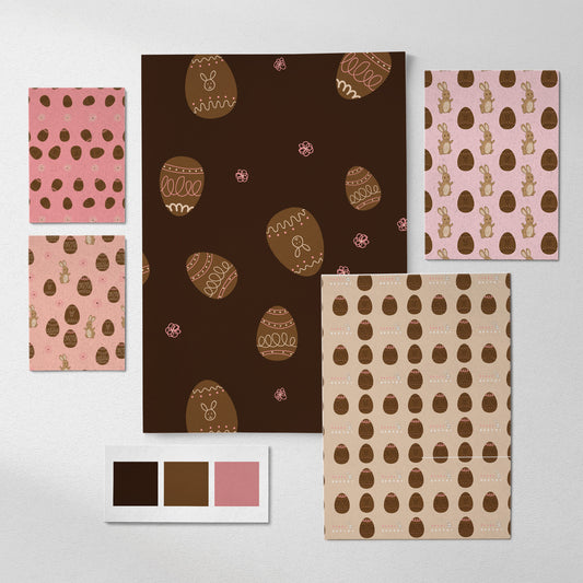 Chocolate Easter Eggs Digital Paper Pack - Seamless Patterns