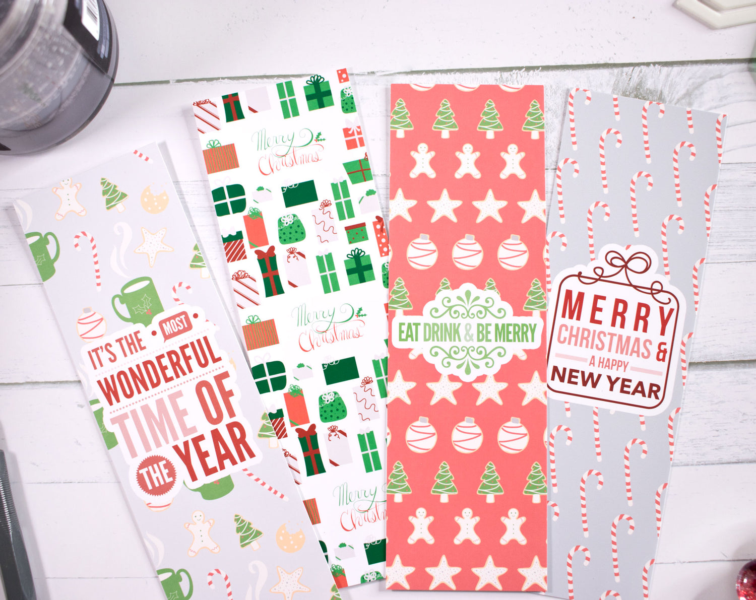 Christmas Pattern Printable Bookmarks