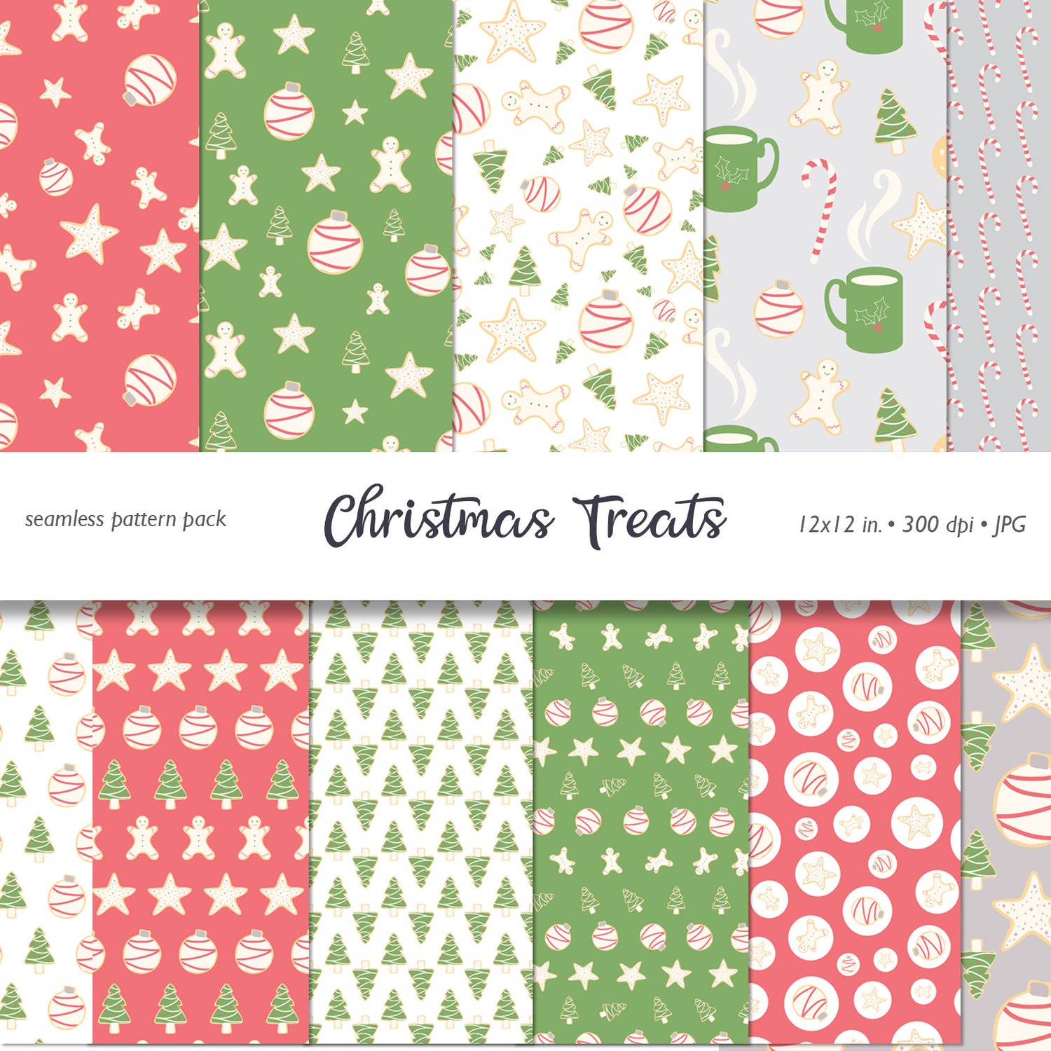 Christmas Treats Digital Paper Pack - Seamless Patterns