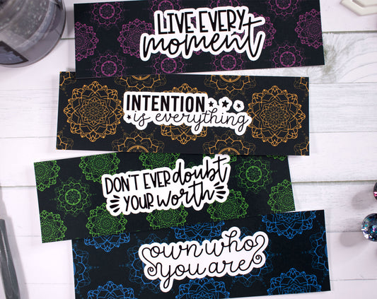 Colorful Mandala Printable Bookmark Bundle with Inspirational Quotes