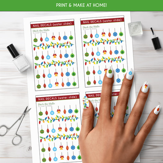 Deck the Halls Printable Nail Decals