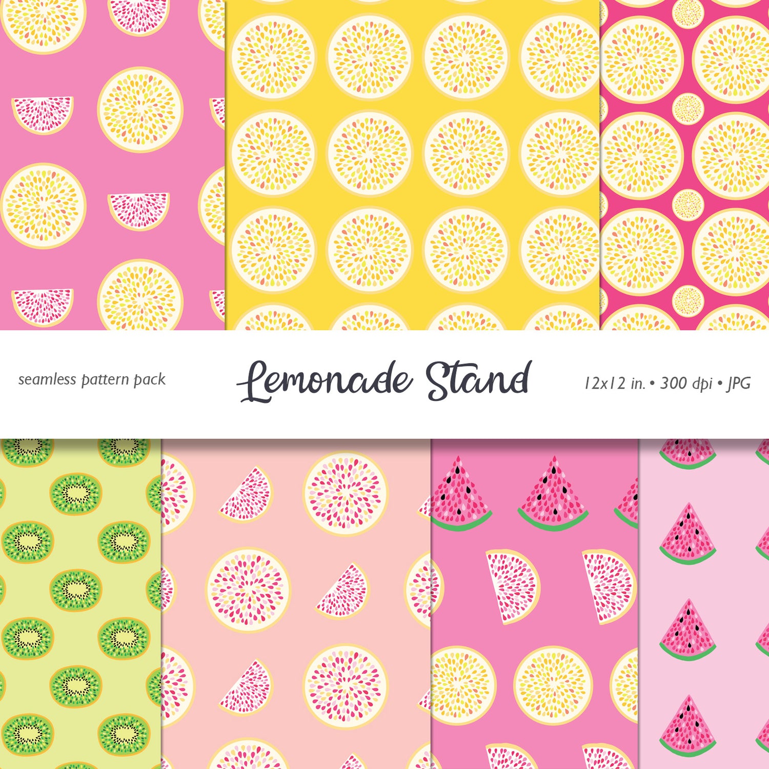 Lemonade Stand Digital Paper Pack - Seamless Patterns