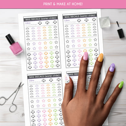 Libra Zodiac Printable Nail Decals