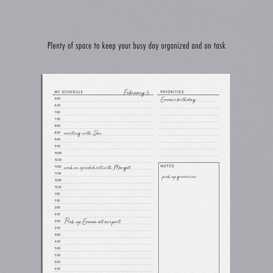 Minimalist Planner Page - Hourly - for use in physical or digital planners