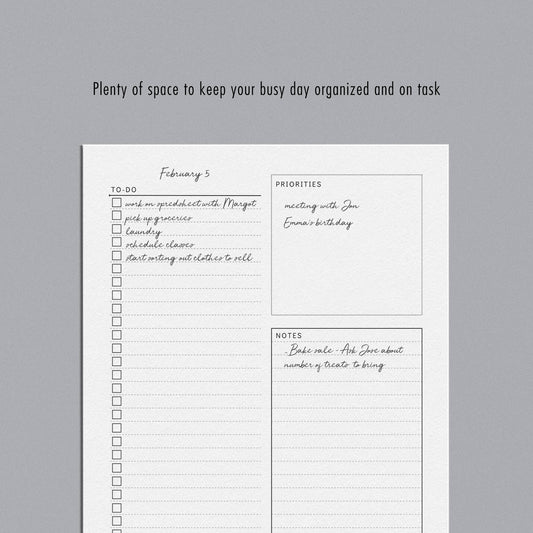 Minimalist Planner Page - Daily - for use in physical or digital planners