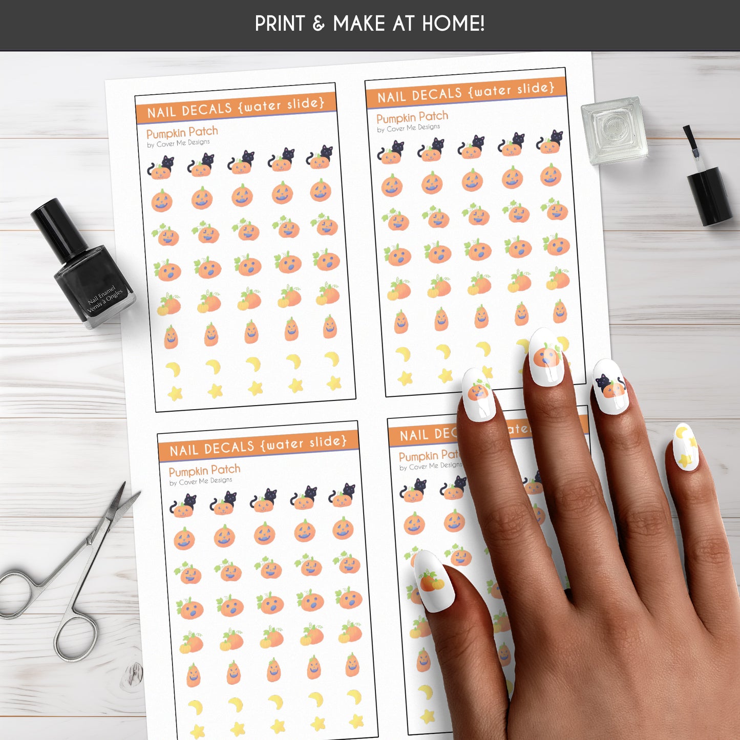 Halloween Pumpkin Patch Printable Nail Decals