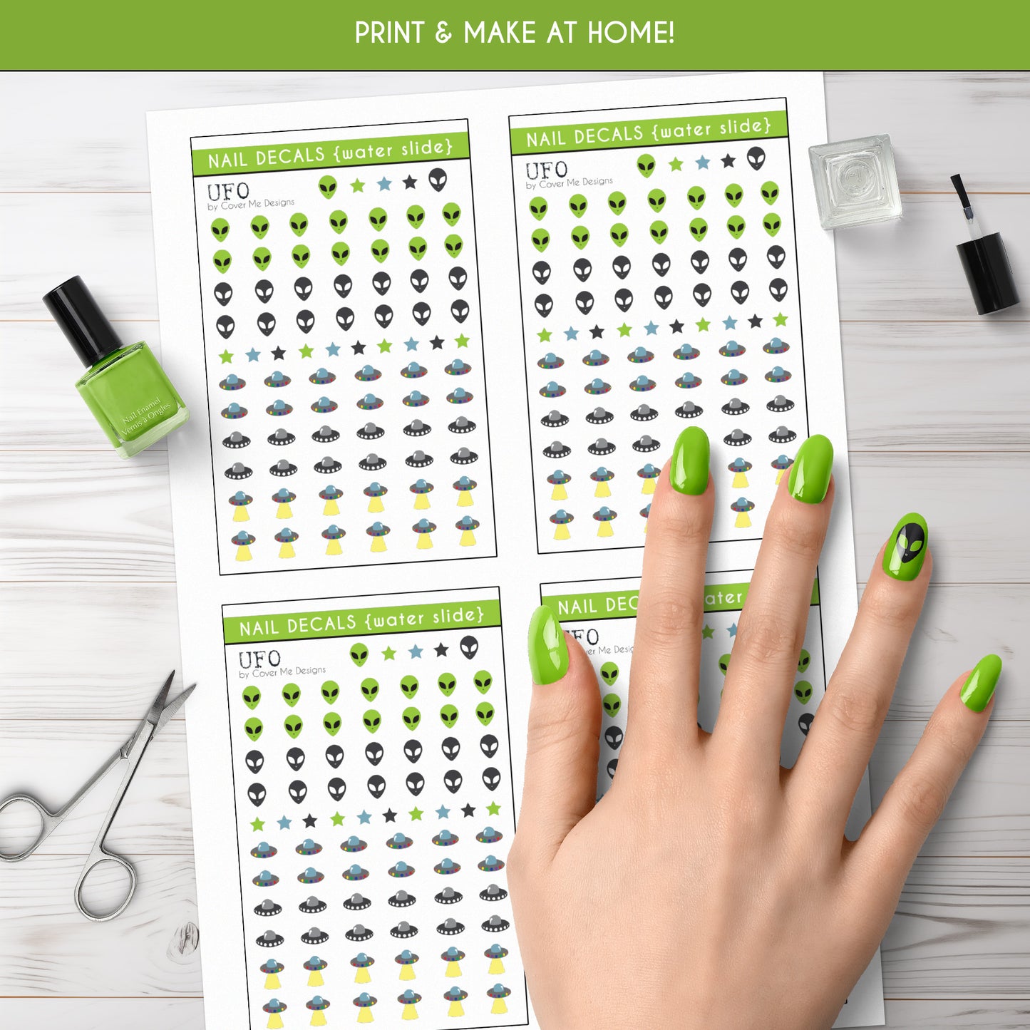 UFO Printable Nail Decals