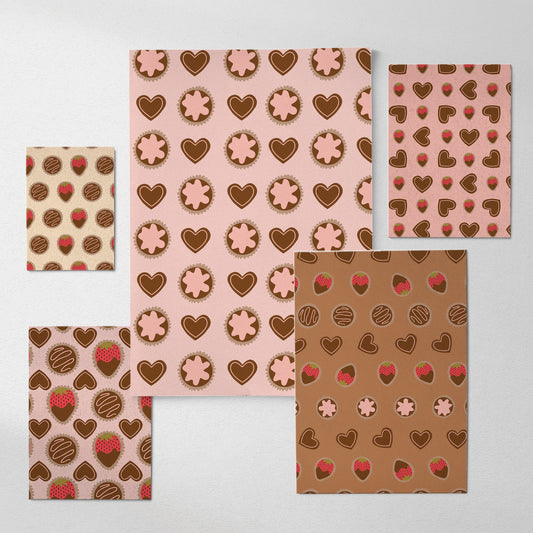 Valentine's Chocolate Box Digital Paper Pack - Seamless Patterns