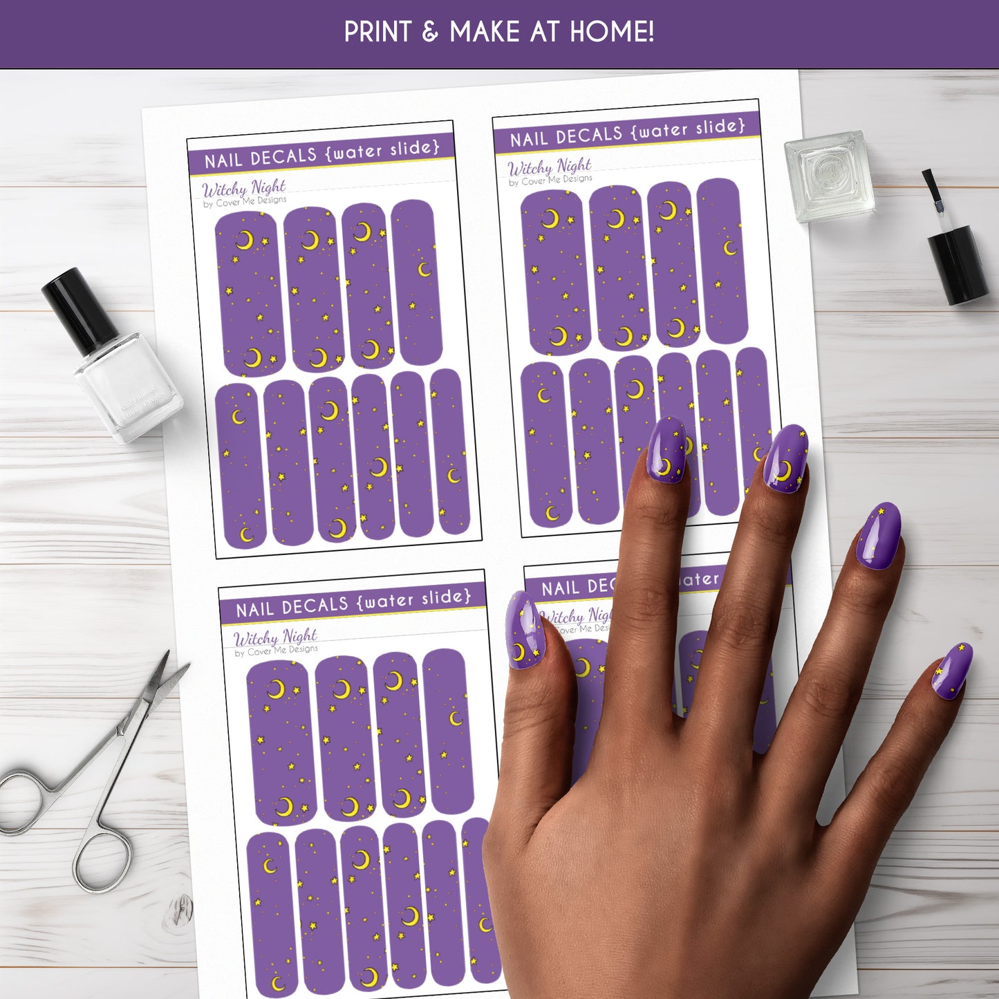 Witchy Night Printable Nail Decals