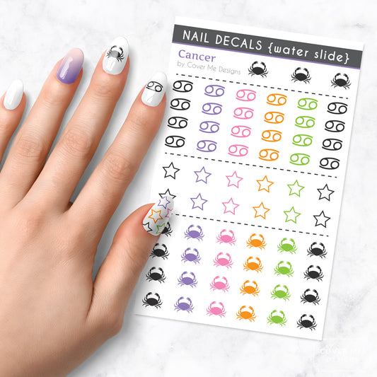 cancer zodiac crab nail art decal sheet