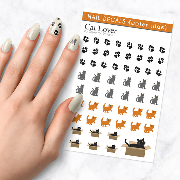 cat lover kitty nail art decal sheet