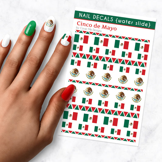 cinco de mayo mexican flag nail art decal sheet