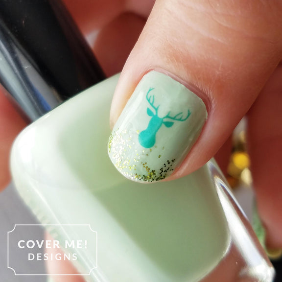 deer green nail art
