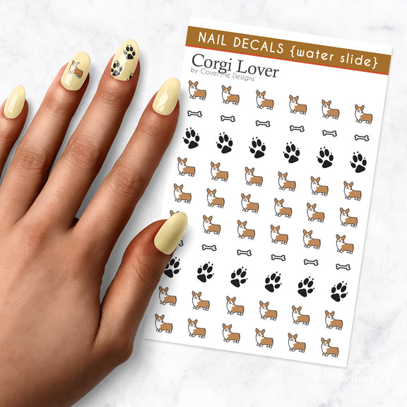 corgi lover dog nail art decal sheet