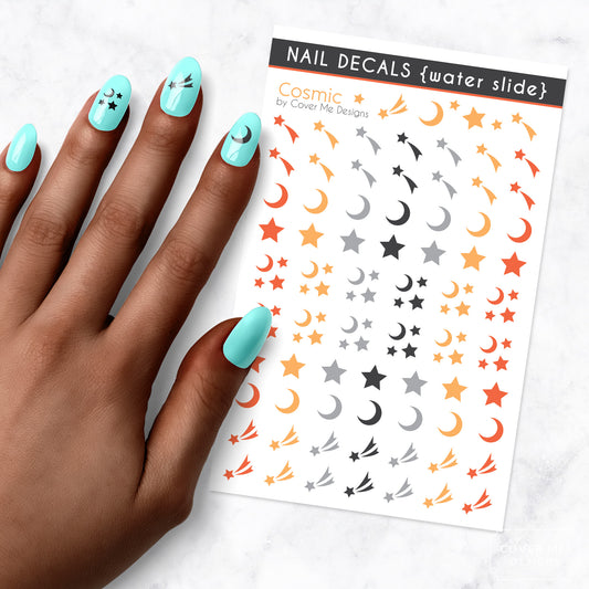 cosmic space nail art decal sheet