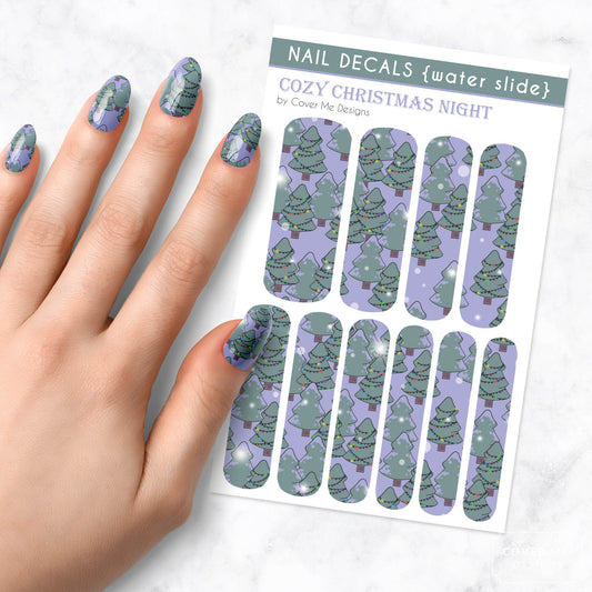 Cozy Christmas Night Printable Nail Decals