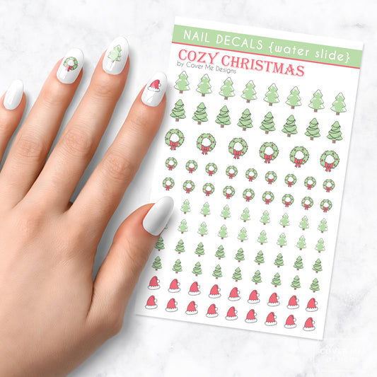 cozy christmas nail art decal sheet