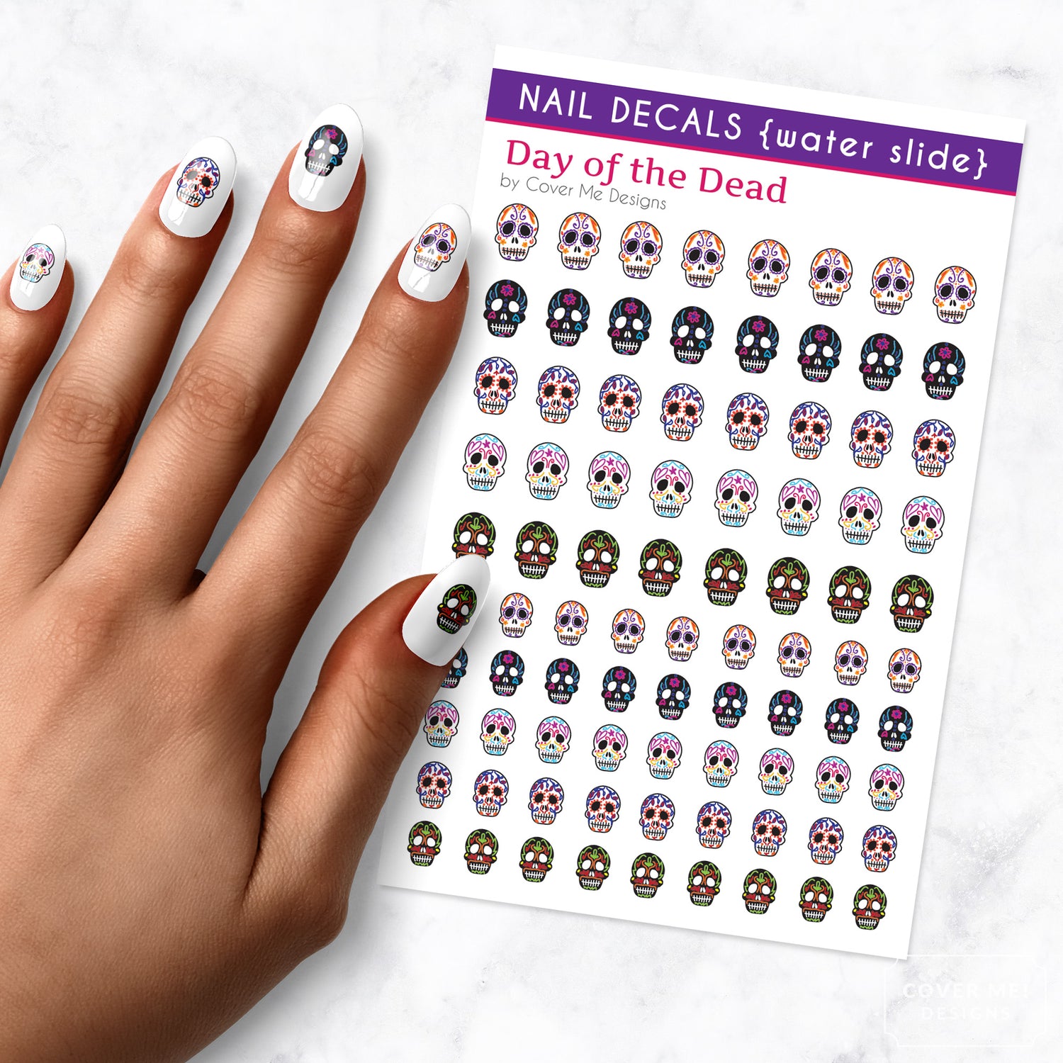 day of the dead nail art decal sheet