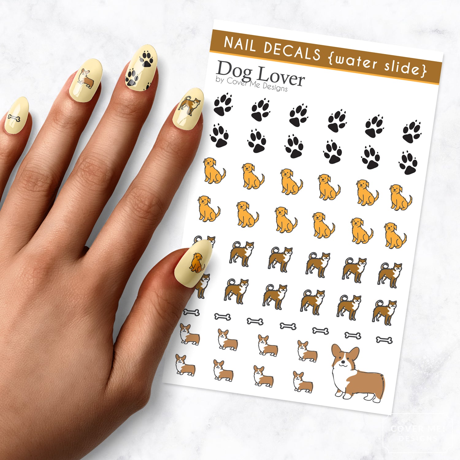 dog lover puppy nail art decal sheet