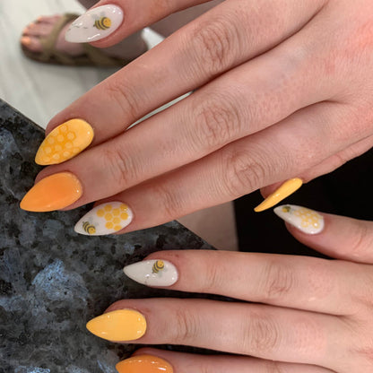 bee and honeycomb nail art