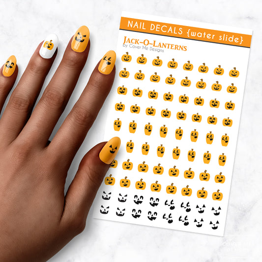 jack o lantern pumpkin nail art decal sheet