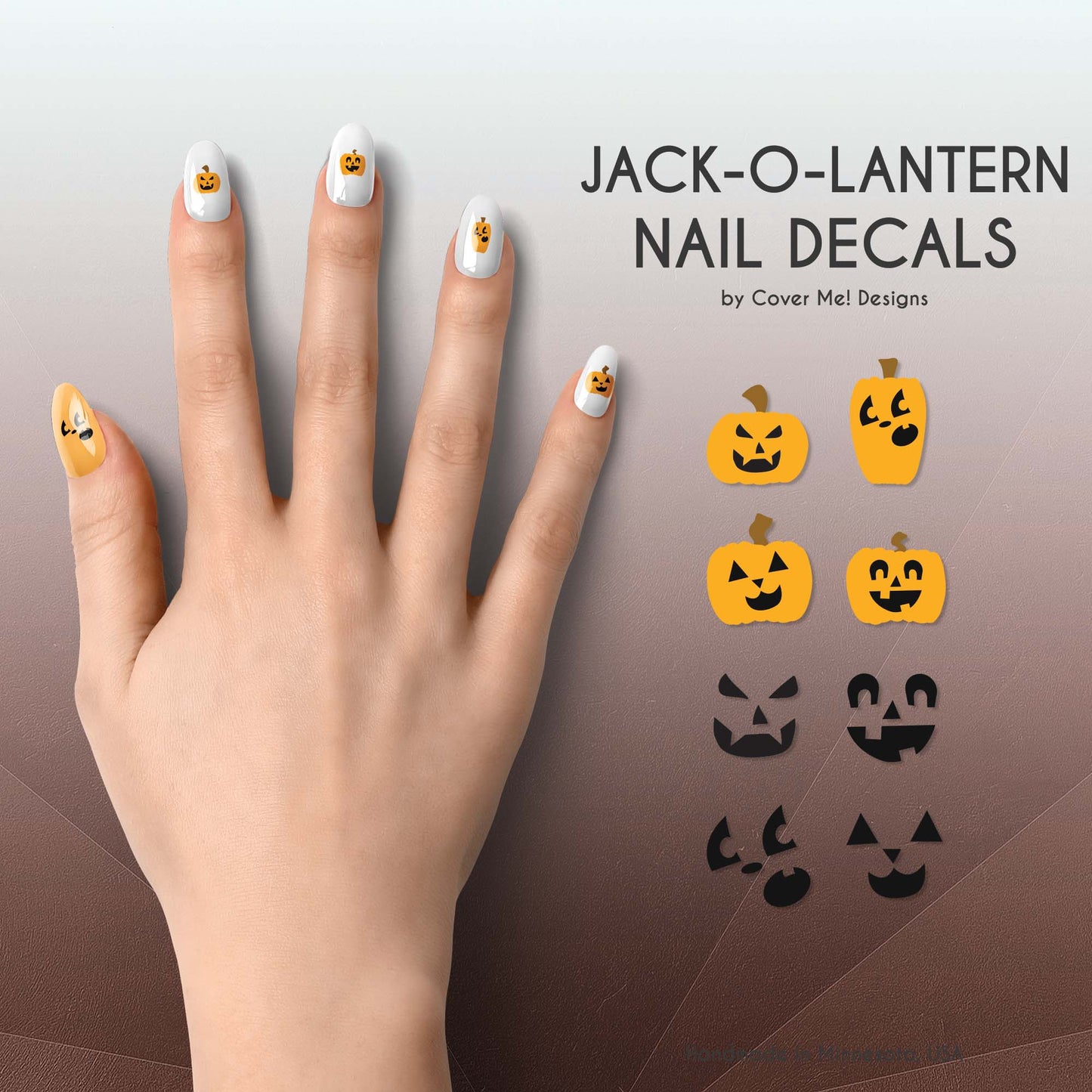 jack o lantern halloween pumpkin nail decals