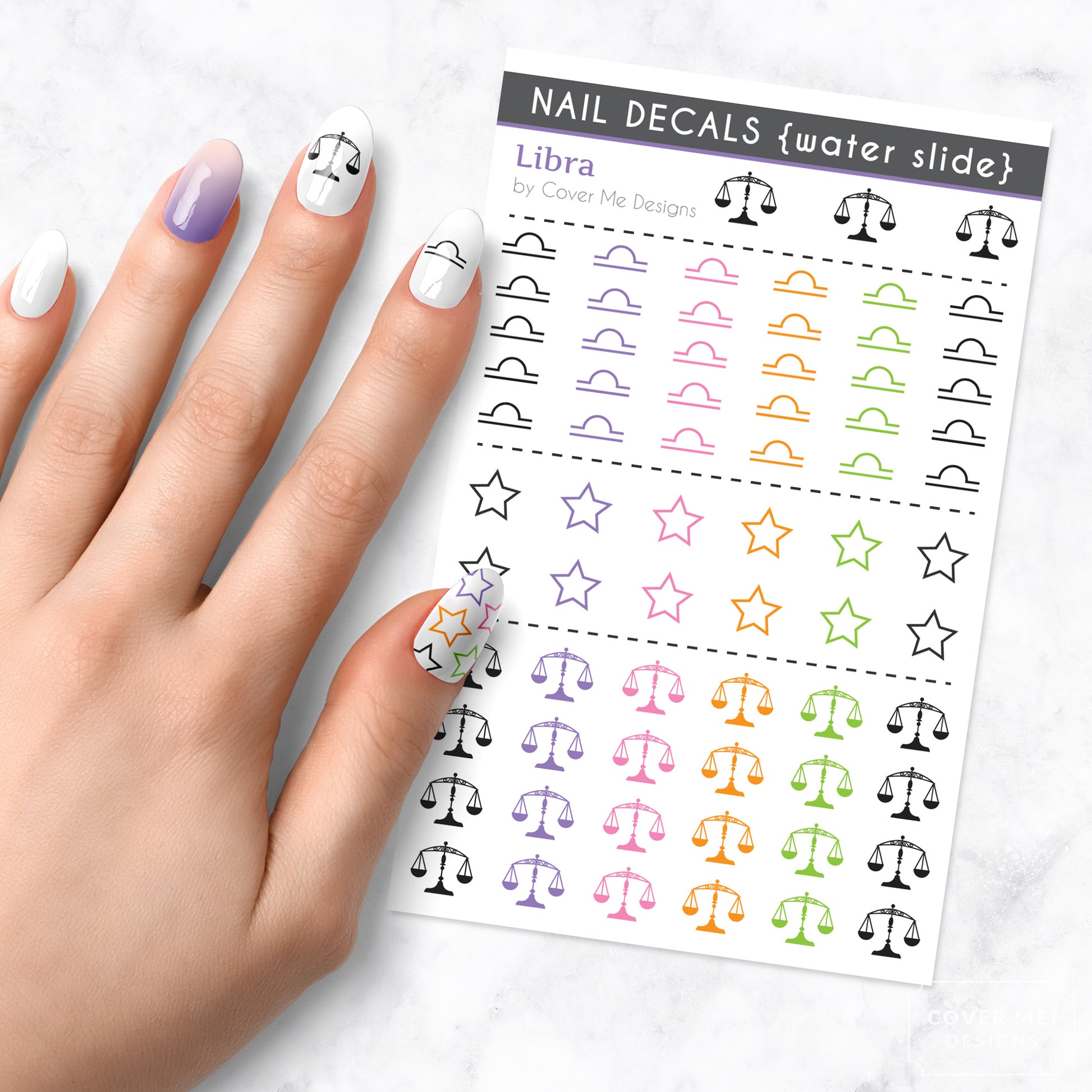 libra zodiac nail art decal sheet