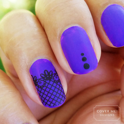 black lace purple gothic nail art