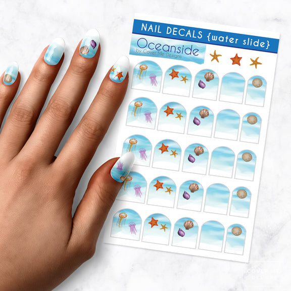 oceanside beach nail art decal sheet