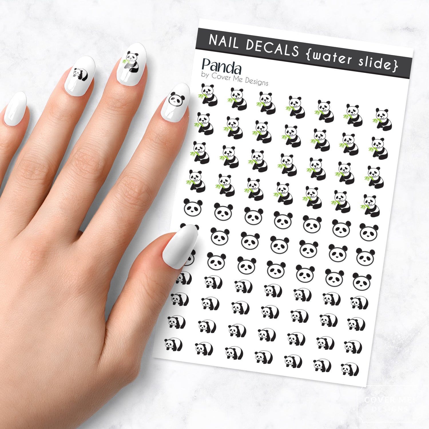 panda nail art decal sheet