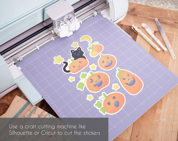 Pumpkin Patch Halloween Printable Sticker Bundle - Use a craft cutting machine like Silhouette or Cricut to cut the stickers