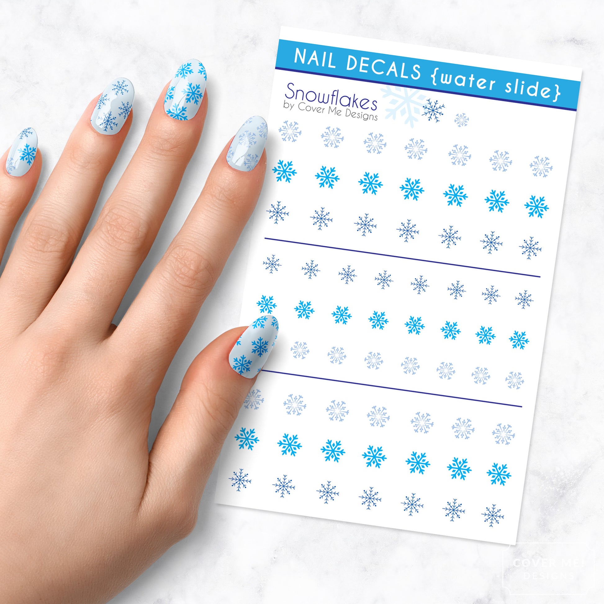 snowflake frozen winter nail art decal sheet