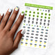 Sheet of UFO alien nail art decals